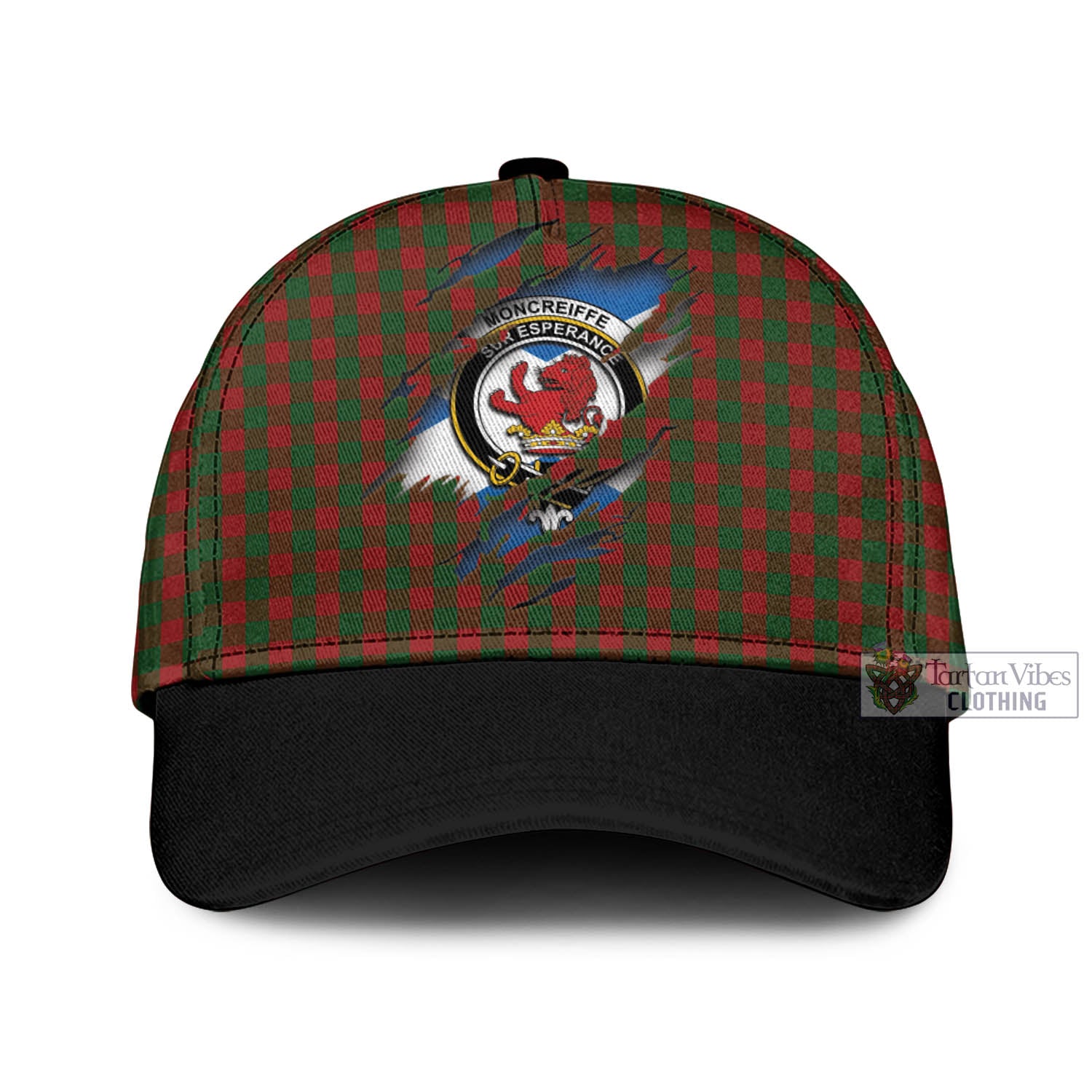 Tartan Vibes Clothing Moncreiffe Tartan Classic Cap with Family Crest In Me Style