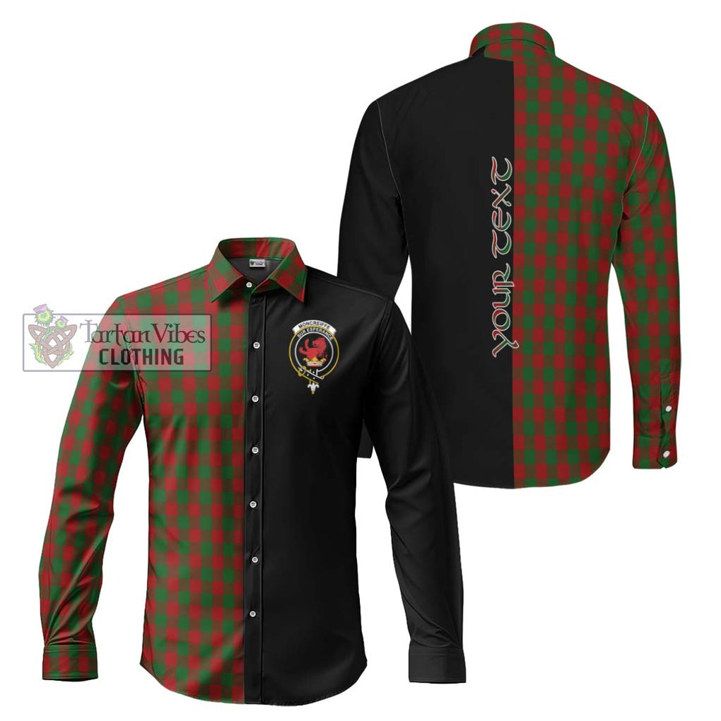 Moncreiffe Tartan Long Sleeve Button Shirt with Family Crest and Half Of Me Style Men's Shirt S - Tartanvibesclothing Shop
