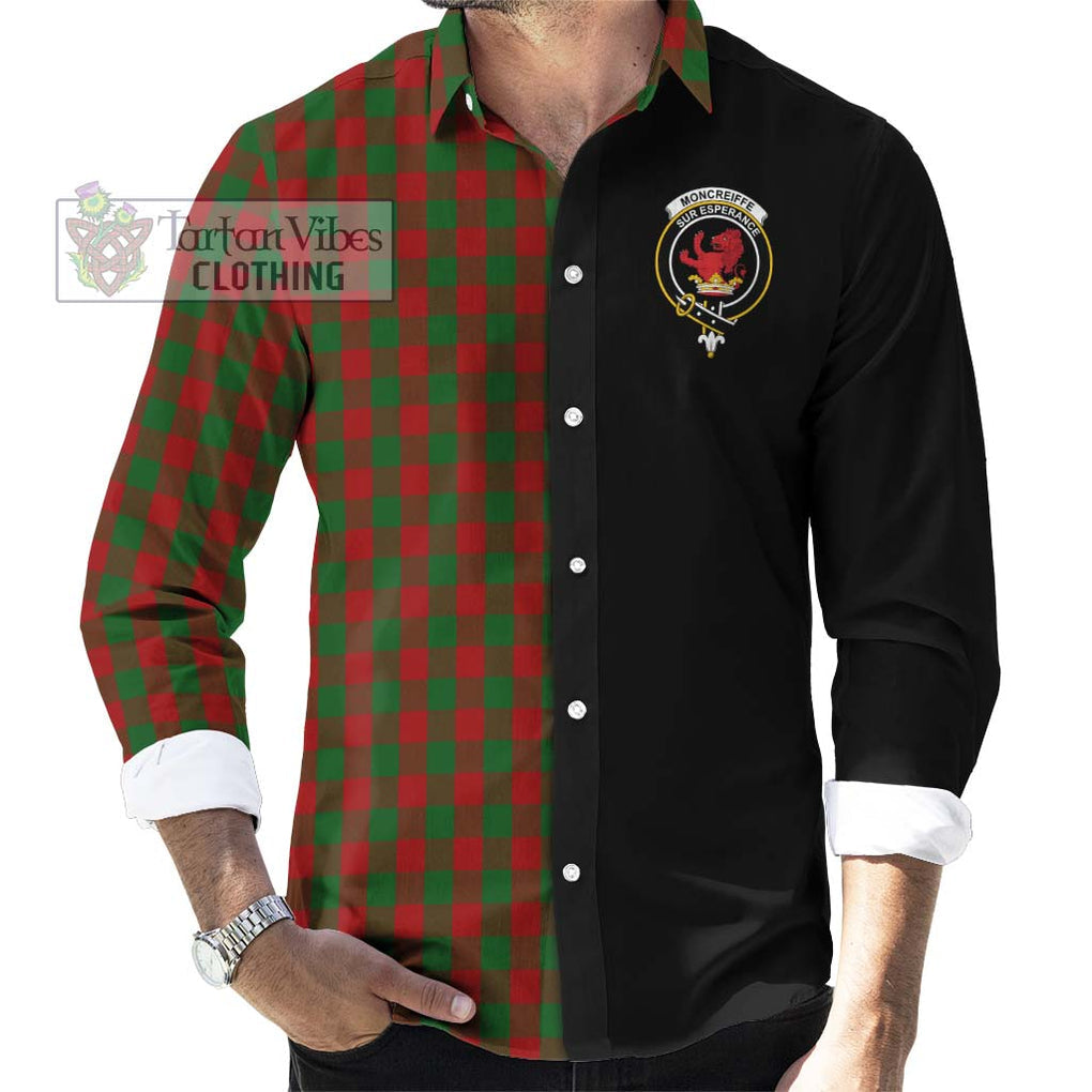 Moncreiffe Tartan Long Sleeve Button Shirt with Family Crest and Half Of Me Style - Tartanvibesclothing Shop