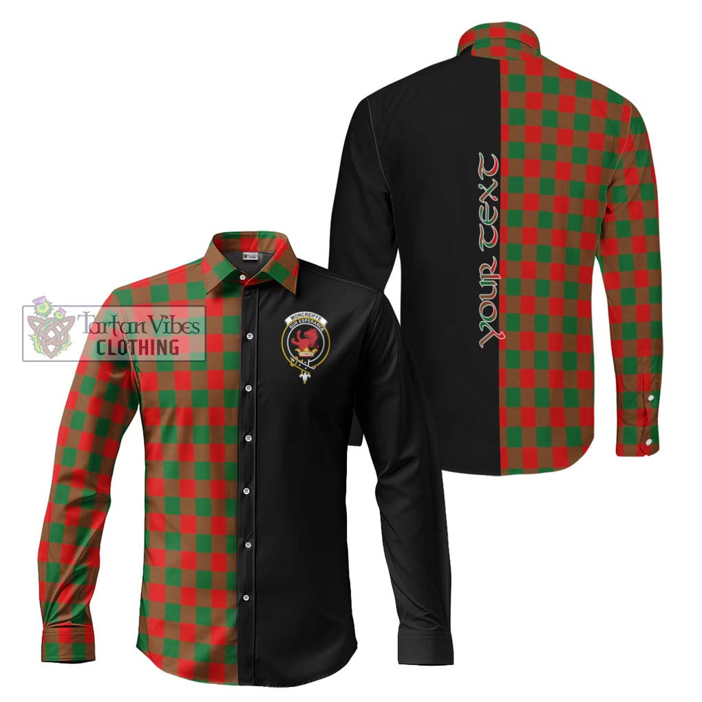 Moncreiffe Modern Tartan Long Sleeve Button Shirt with Family Crest and Half Of Me Style Men's Shirt S - Tartanvibesclothing Shop
