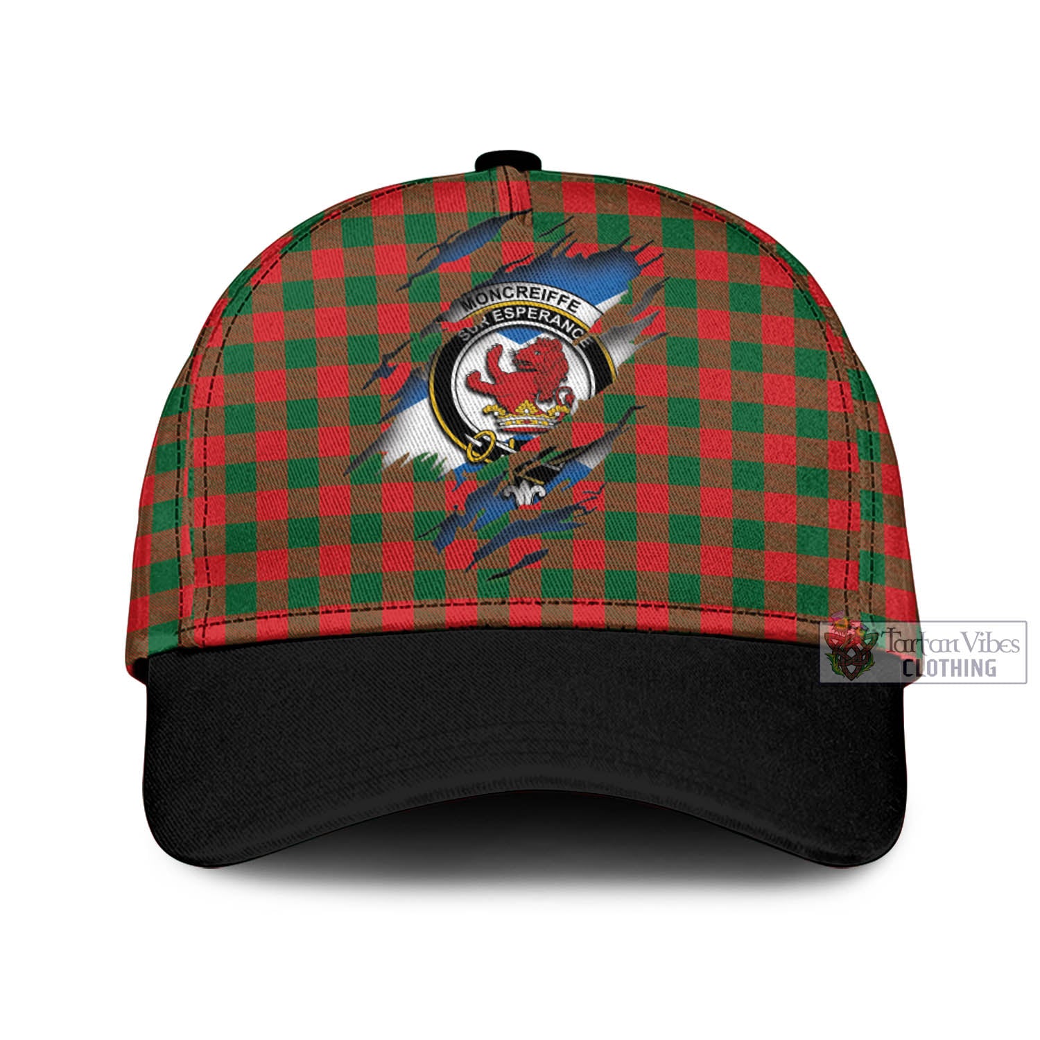 Tartan Vibes Clothing Moncreiffe Modern Tartan Classic Cap with Family Crest In Me Style
