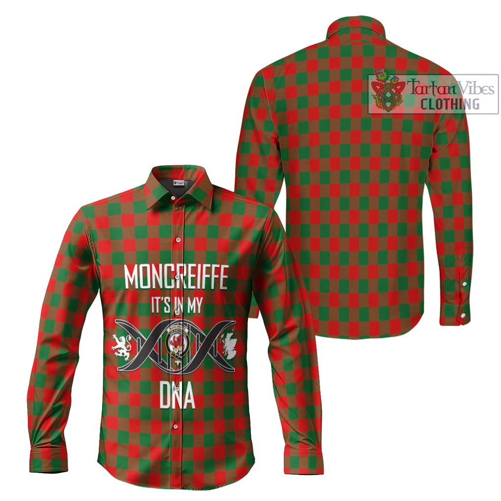 Moncreiffe Modern Tartan Long Sleeve Button Shirt with Family Crest DNA In Me Style Men's Shirt - Tartanvibesclothing Shop