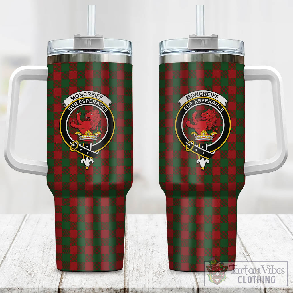 Moncrieff (Moncreiffe) Tartan Tumbler with Handle with Family Crest One Size 40 OZ - Tartan Vibes Clothing