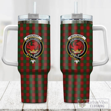 Moncrieff (Moncreiffe) Tartan Tumbler with Handle with Family Crest One Size 40 OZ - Tartan Vibes Clothing