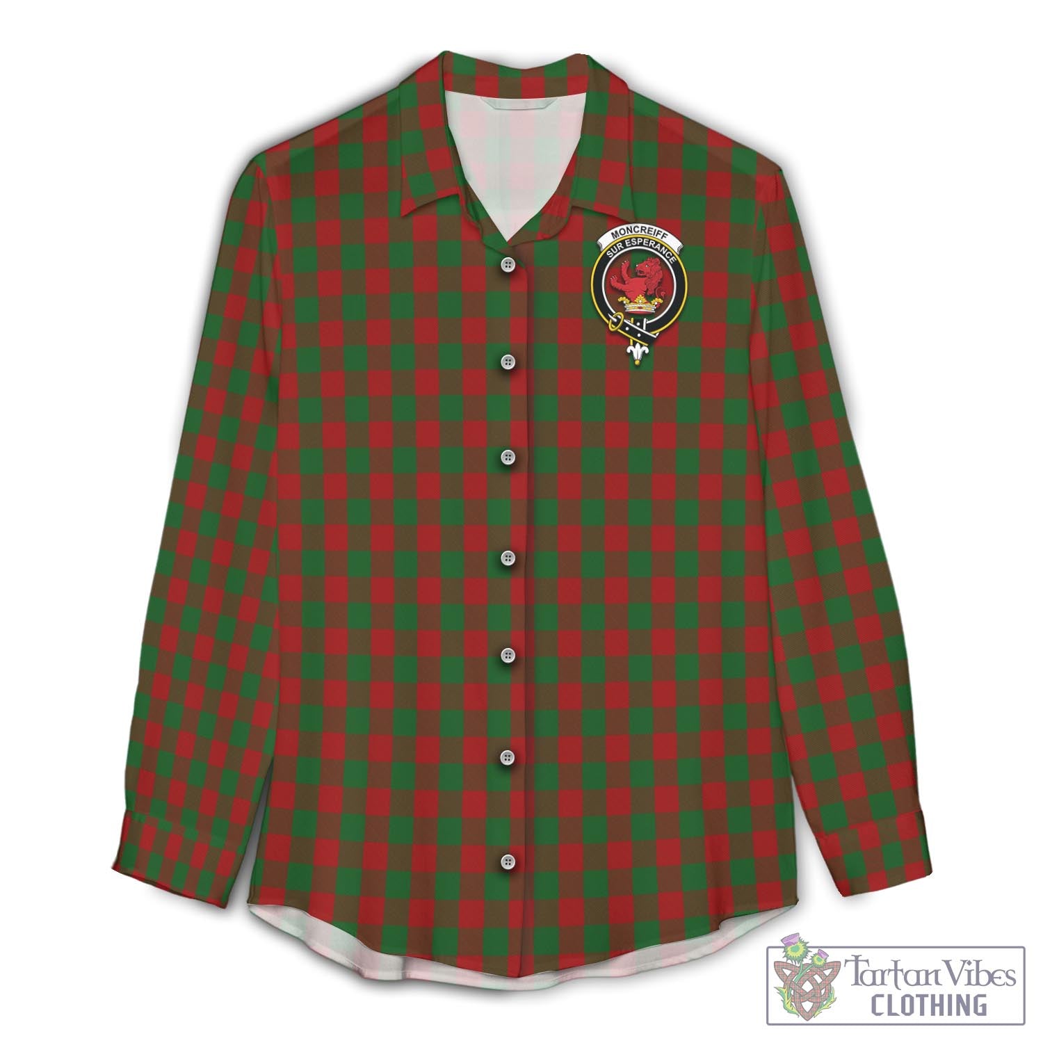 Moncrieff (Moncreiffe) Tartan Women's Casual Shirt with Family Crest Female - Tartan Vibes Clothing