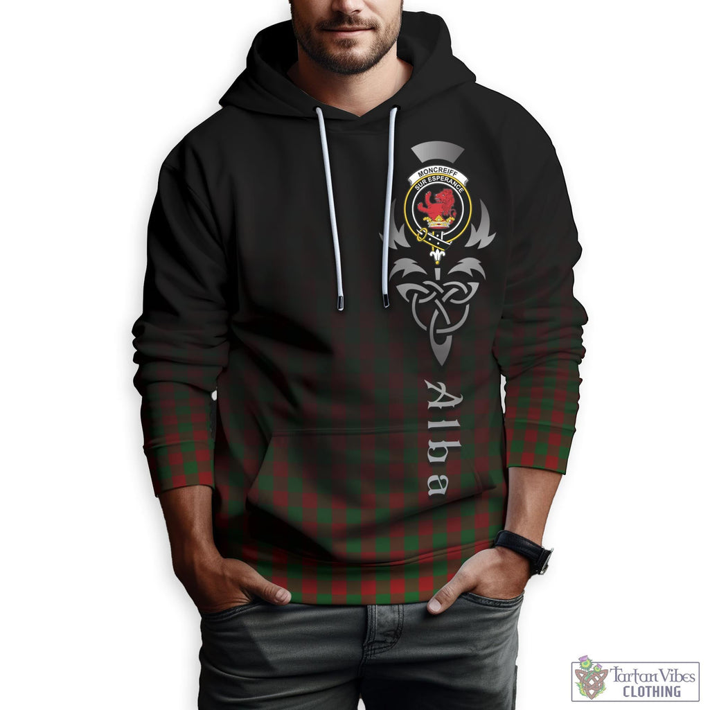 Tartan Vibes Clothing Moncrieff Tartan Hoodie Featuring Alba Gu Brath Family Crest Celtic Inspired