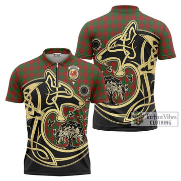 Moncrieff (Moncreiffe) Tartan Zipper Polo Shirt with Family Crest Celtic Wolf Style Unisex - Tartan Vibes Clothing
