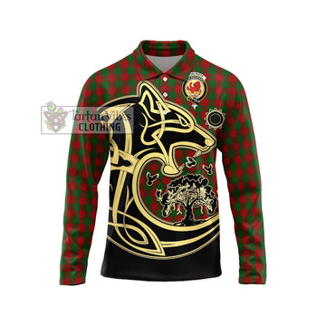 Moncrieff (Moncreiffe) Tartan Long Sleeve Polo Shirt with Family Crest Celtic Wolf Style Unisex - Tartan Vibes Clothing
