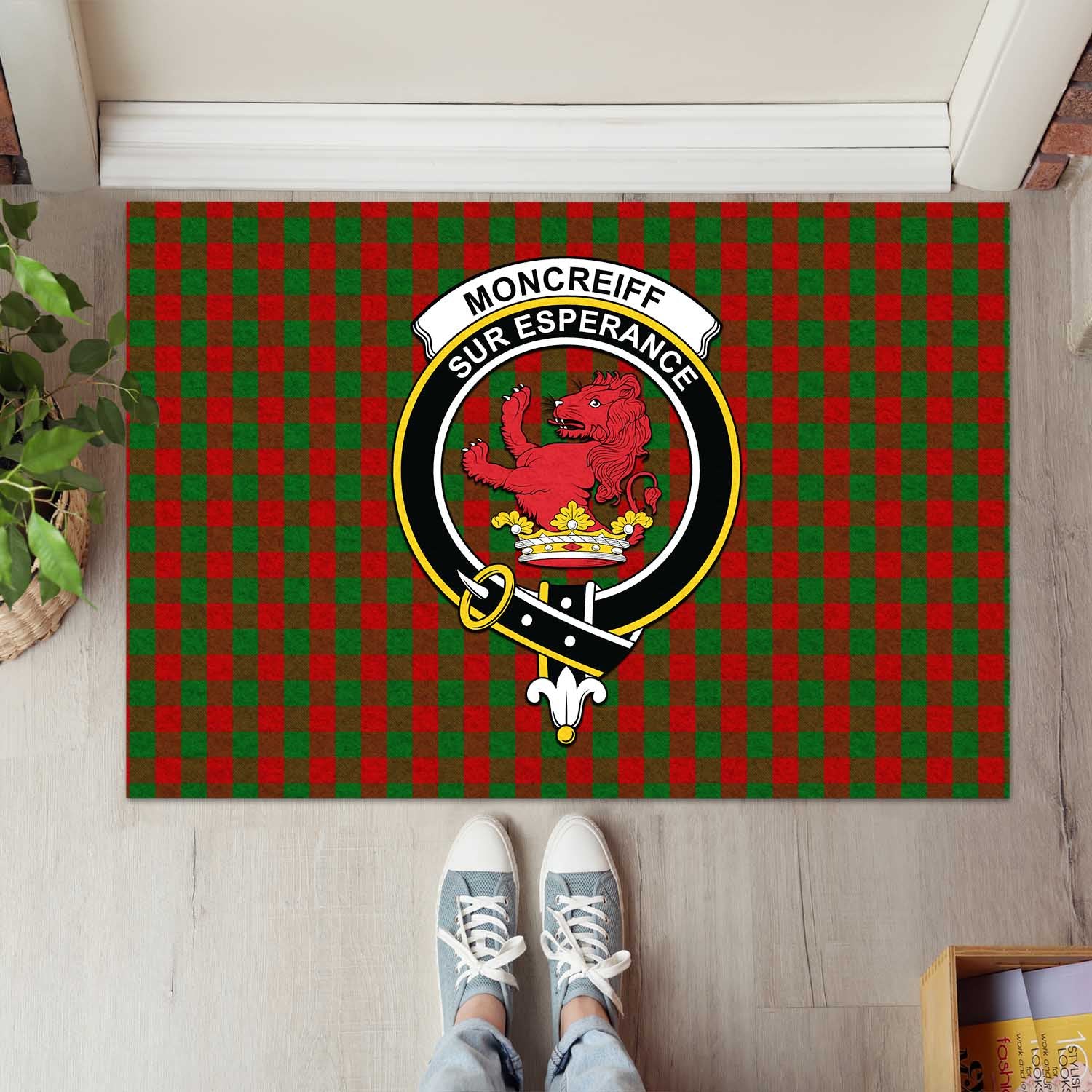Moncrieff Tartan Door Mat with Family Crest - Tartanvibesclothing