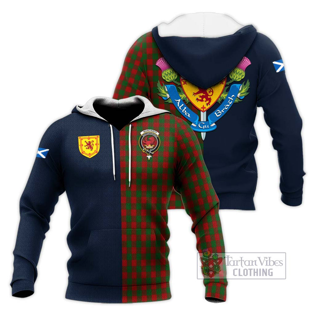 Moncrieff (Moncreiffe) Tartan Knitted Hoodie Alba with Scottish Lion Royal Arm Half Style Unisex Knitted Pullover Hoodie - Tartan Vibes Clothing