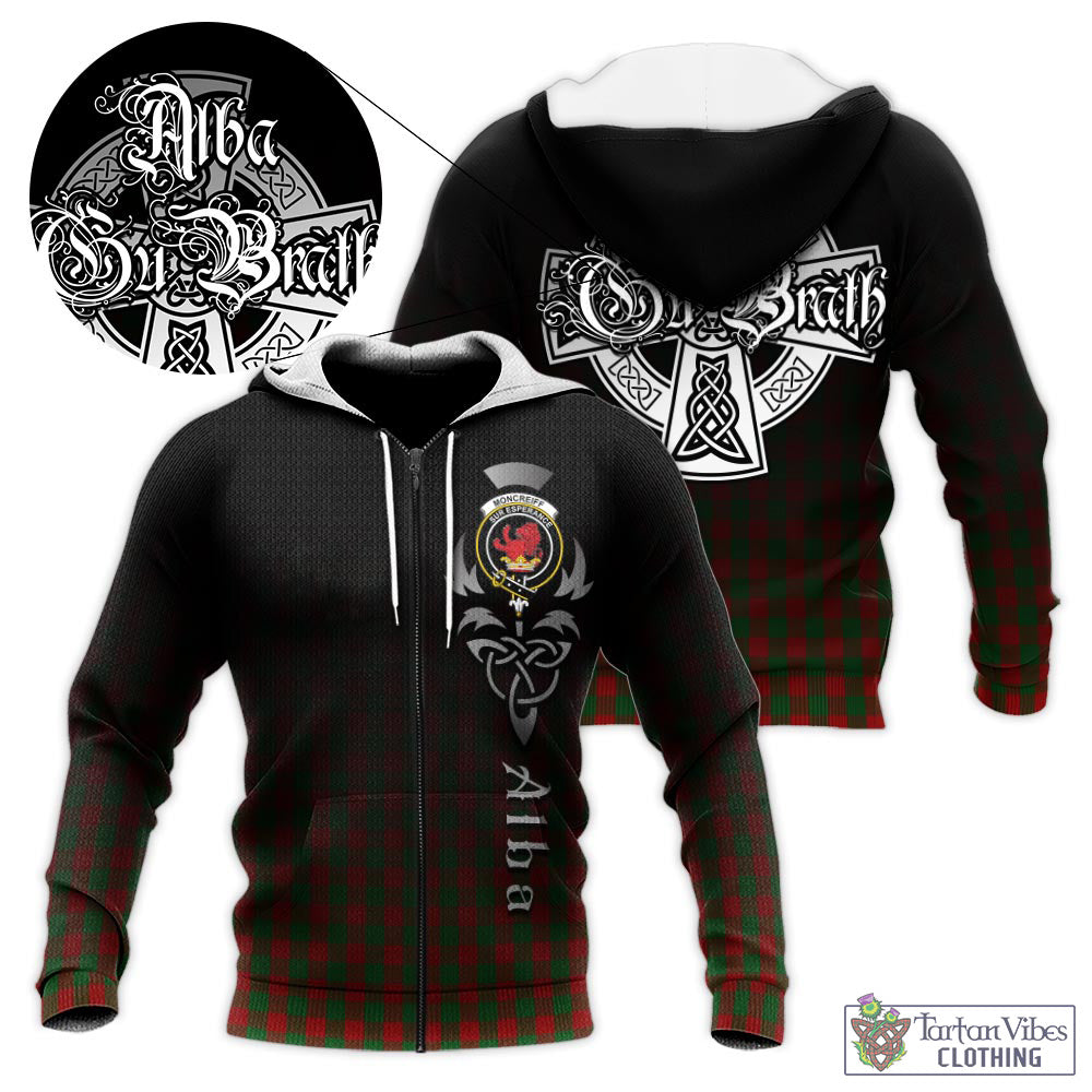 Tartan Vibes Clothing Moncrieff Tartan Knitted Hoodie Featuring Alba Gu Brath Family Crest Celtic Inspired
