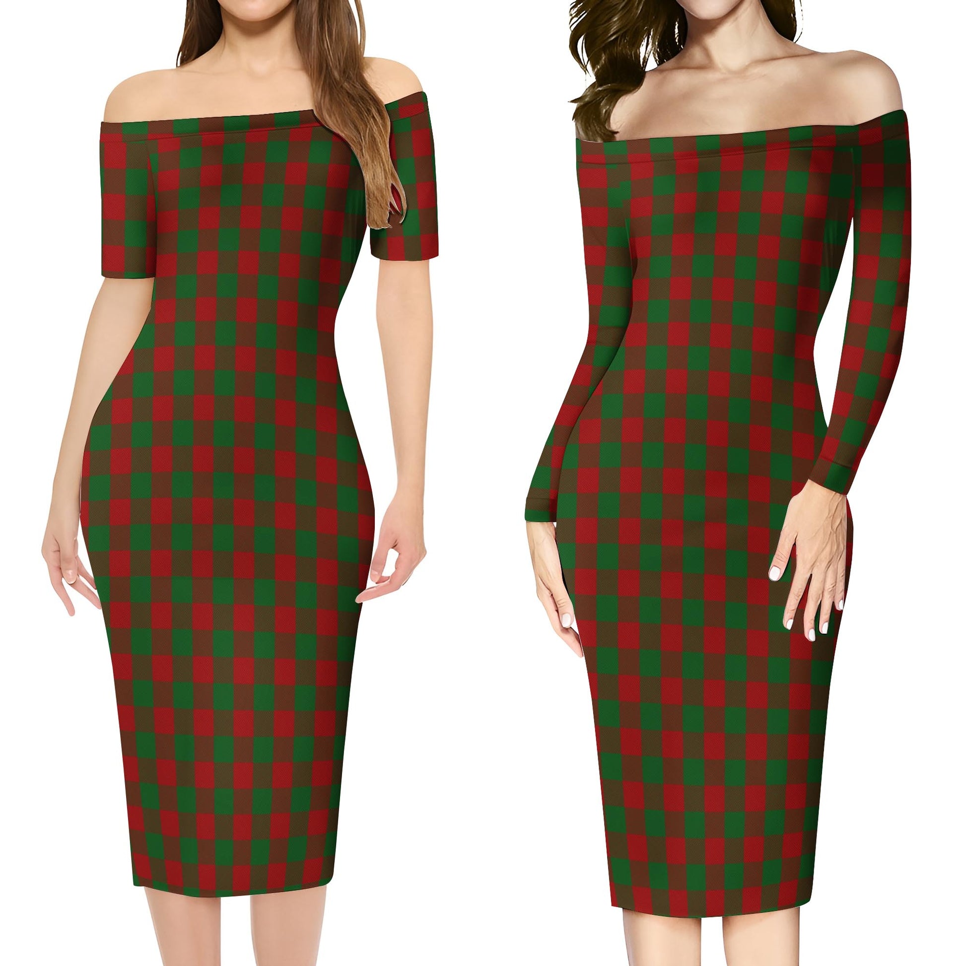 Moncrieff (Moncreiffe) Tartan Off Shoulder Lady Dress Women's Dress - Tartan Vibes Clothing