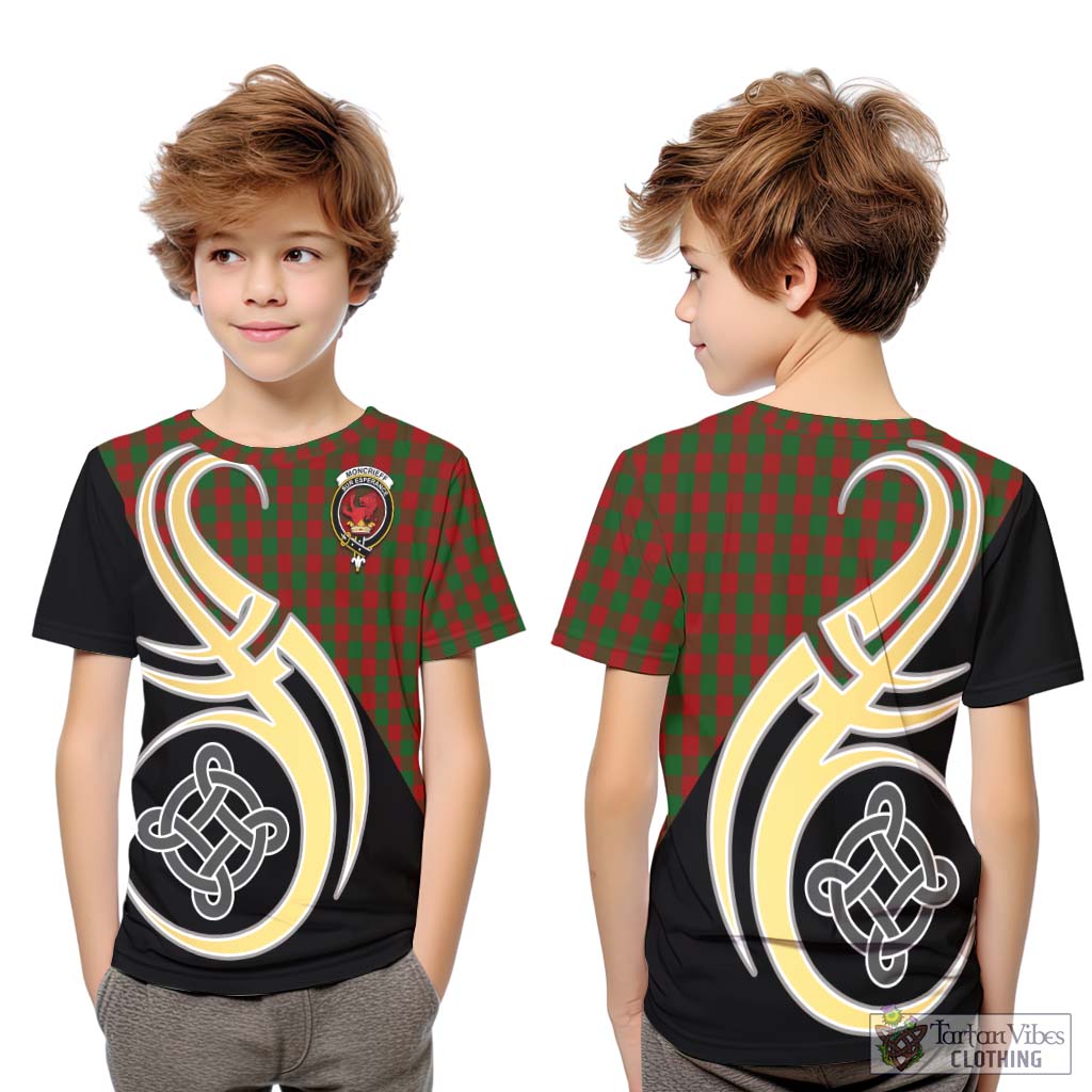 Moncrieff (Moncreiffe) Tartan Kid T-Shirt with Family Crest and Celtic Symbol Style Youth XL Size14 - Tartan Vibes Clothing