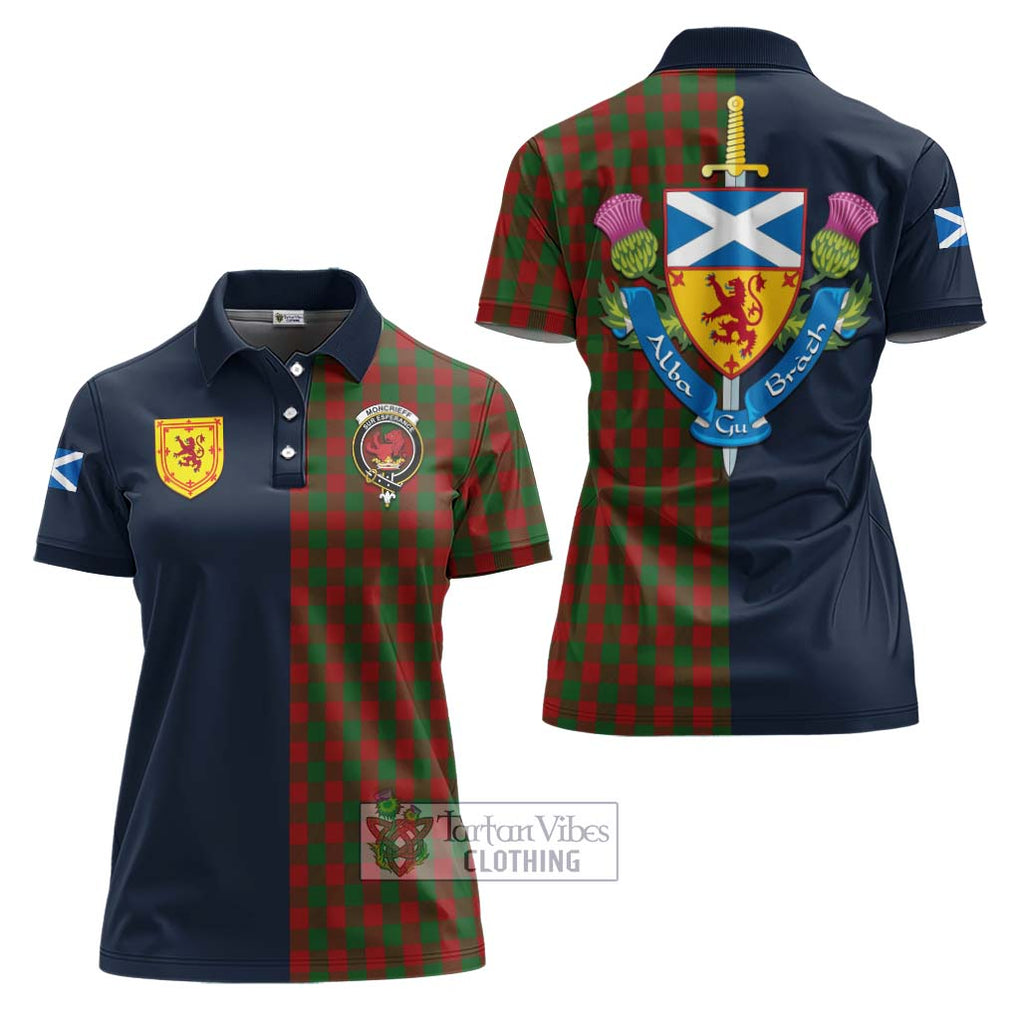 Moncrieff (Moncreiffe) Tartan Women's Polo Shirt Alba with Scottish Lion Royal Arm Half Style Women - Tartan Vibes Clothing