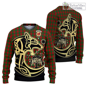 Moncrieff (Moncreiffe) Tartan Ugly Sweater with Family Crest Celtic Wolf Style Unisex - Tartan Vibes Clothing