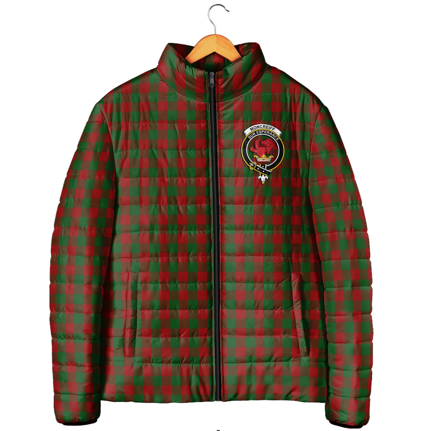 Moncrieff Tartan Padded Jacket with Family Crest - Tartanvibesclothing
