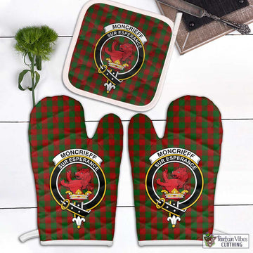 Moncrieff (Moncreiffe) Tartan Combo Oven Mitt & Pot-Holder with Family Crest Combo 2 Oven Mitt & 1 Pot-Holder Black - Tartan Vibes Clothing