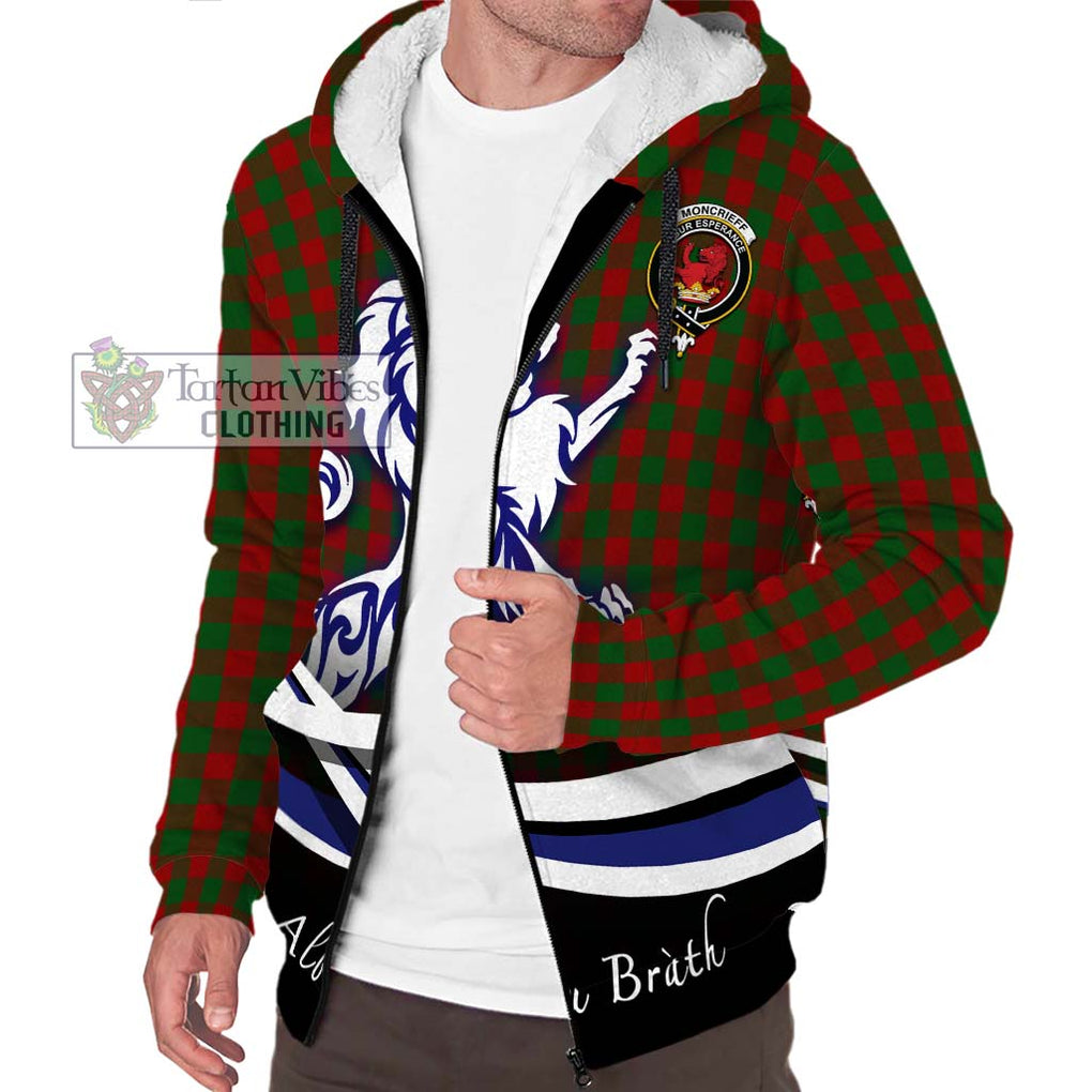 Moncrieff (Moncreiffe) Tartan Sherpa Hoodie with Alba Gu Brath Regal Lion Emblem Unisex S - Tartan Vibes Clothing