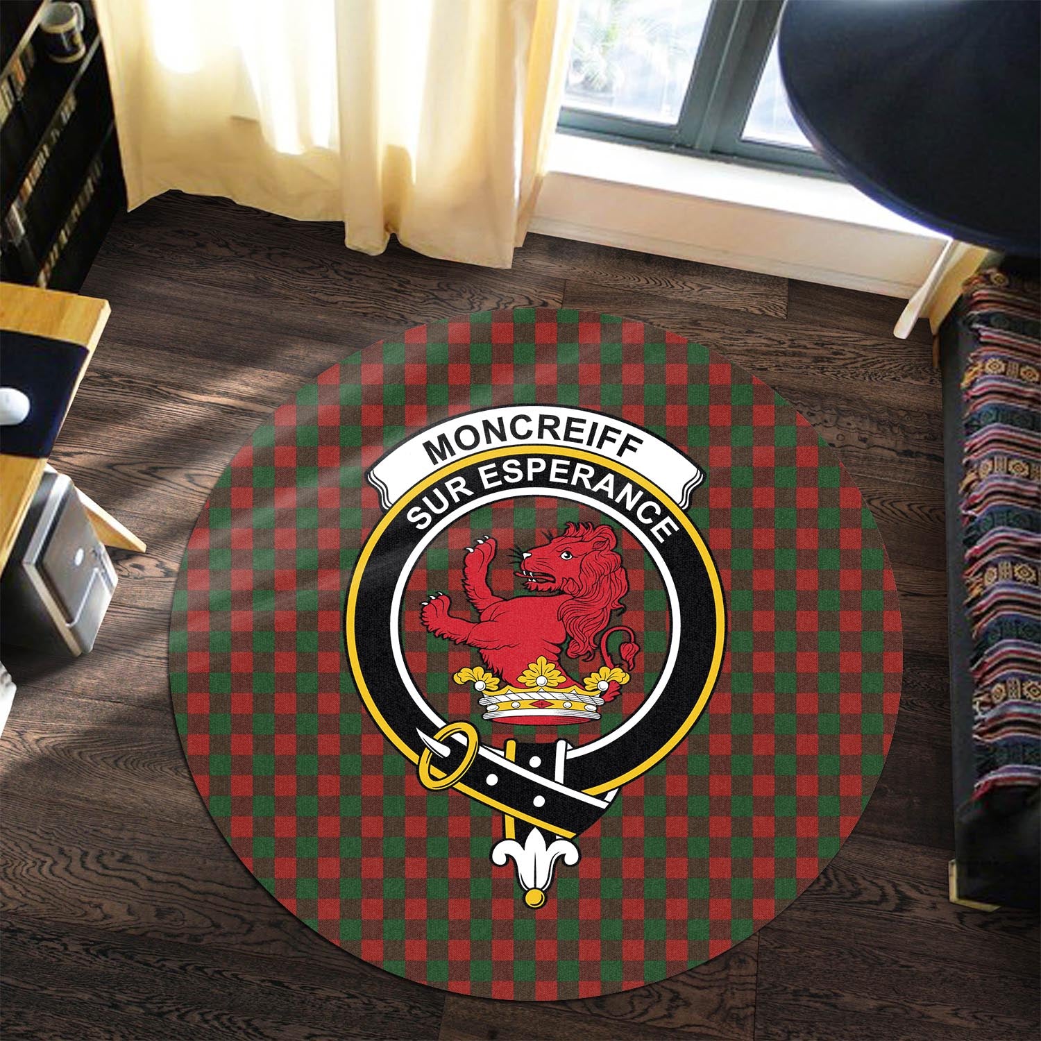moncrieff-tartan-round-rug-with-family-crest