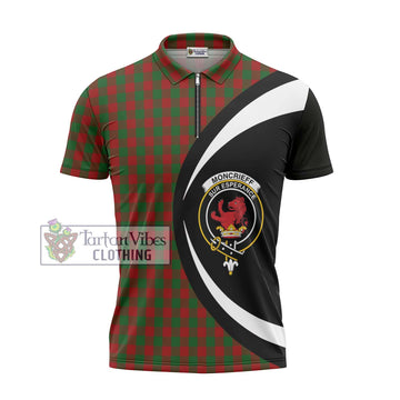 Moncrieff (Moncreiffe) Tartan Zipper Polo Shirt with Family Crest Circle Style - Tartan Vibes Clothing
