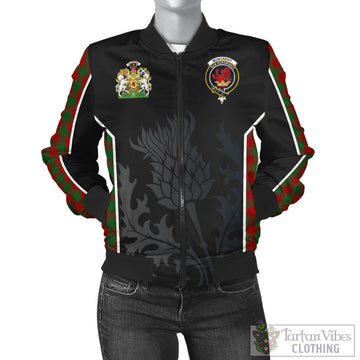Moncrieff Tartan Bomber Jacket with Family Crest and Scottish Thistle Vibes Sport Style