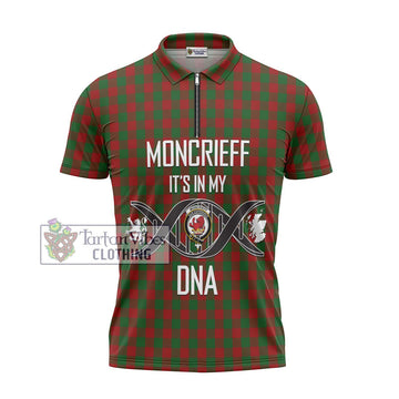 Moncrieff (Moncreiffe) Tartan Zipper Polo Shirt with Family Crest DNA In Me Style - Tartan Vibes Clothing