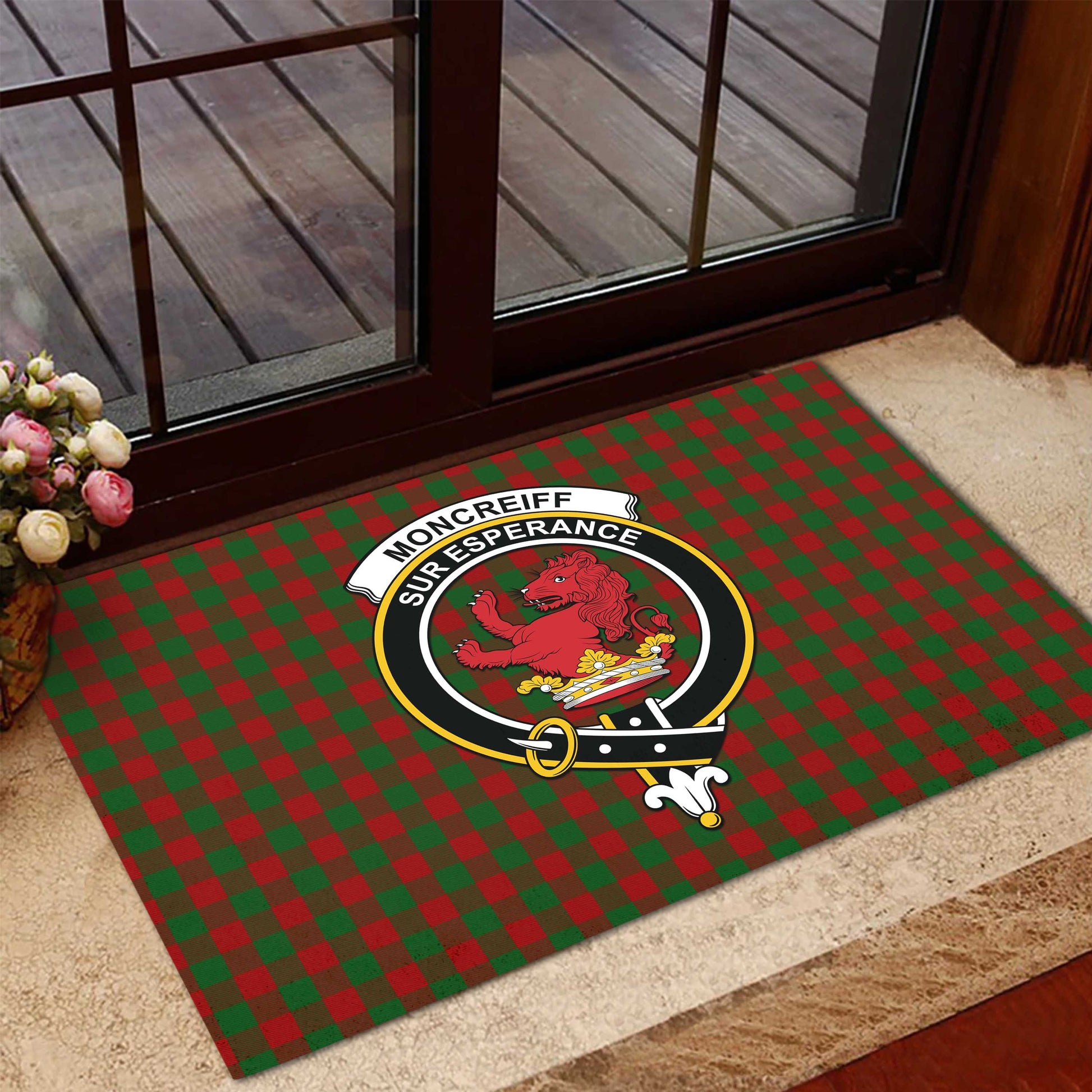 Moncrieff Tartan Door Mat with Family Crest - Tartanvibesclothing