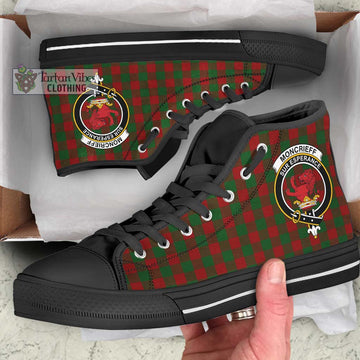 Moncrieff (Moncreiffe) Tartan High Top Shoes with Family Crest - Tartan Vibes Clothing