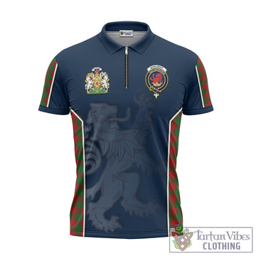 Moncrieff Tartan Zipper Polo Shirt with Family Crest and Lion Rampant Vibes Sport Style