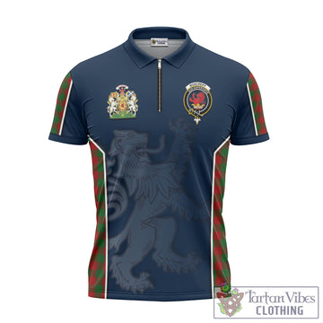 Moncrieff (Moncreiffe) Tartan Zipper Polo Shirt with Family Crest and Lion Rampant Vibes Sport Style - Tartan Vibes Clothing