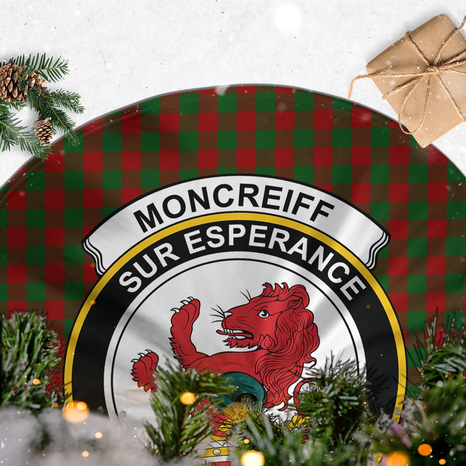 Moncrieff (Moncreiffe) Tartan Christmas Tree Skirt with Family Crest - Tartan Vibes Clothing