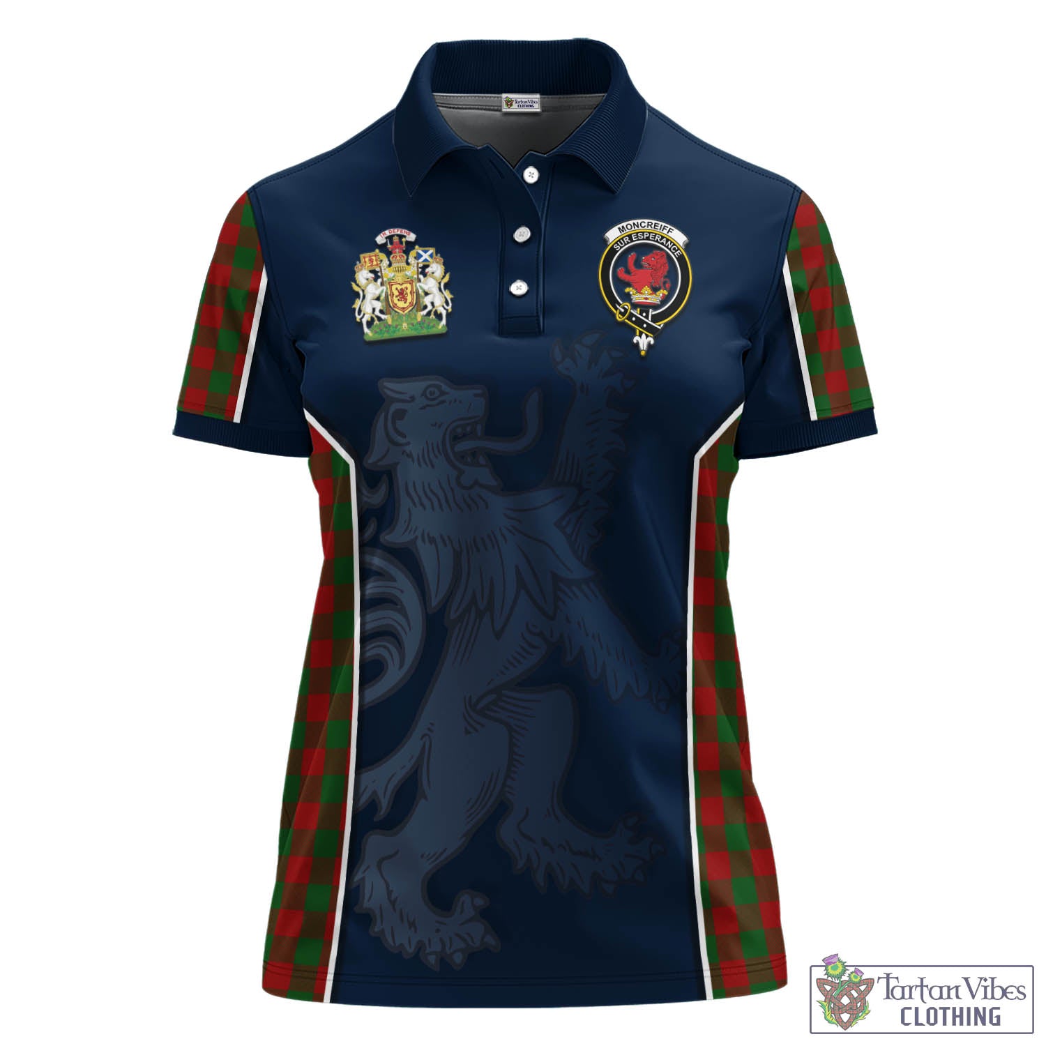 Tartan Vibes Clothing Moncrieff Tartan Women's Polo Shirt with Family Crest and Lion Rampant Vibes Sport Style