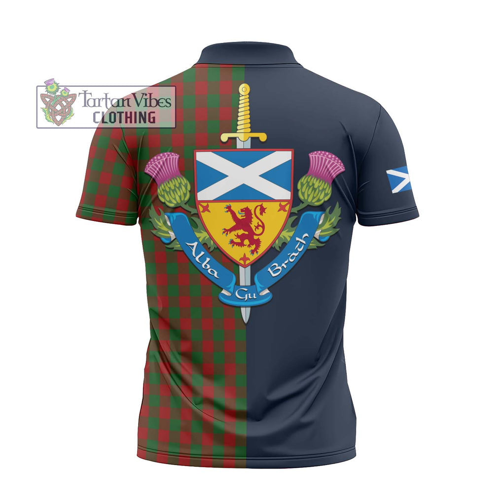 Moncrieff (Moncreiffe) Tartan Zipper Polo Shirt Alba with Scottish Lion Royal Arm Half Style - Tartan Vibes Clothing