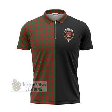 Moncrieff (Moncreiffe) Tartan Zipper Polo Shirt with Family Crest and Half Of Me Style - Tartan Vibes Clothing