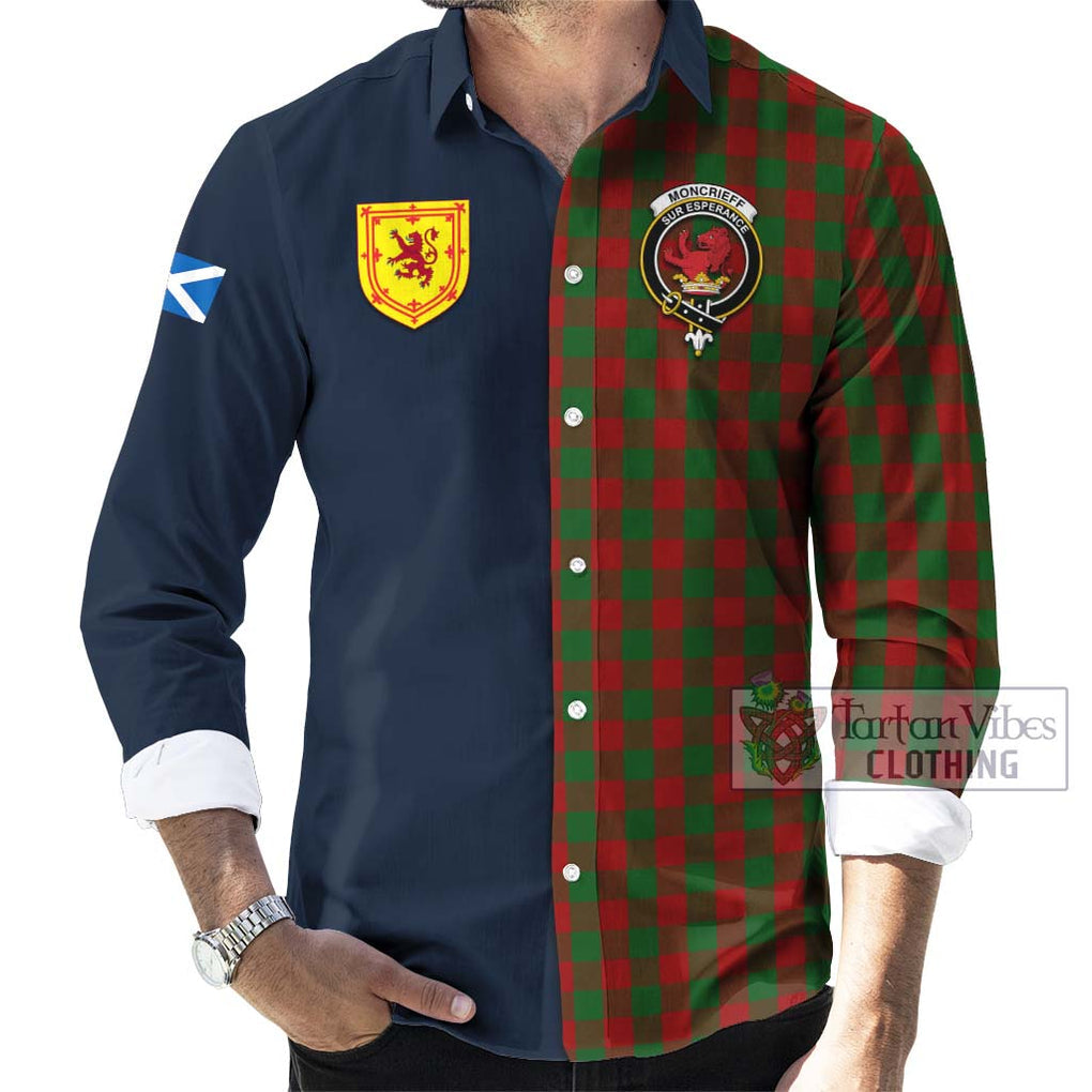 Moncrieff (Moncreiffe) Tartan Long Sleeve Button Shirt Alba with Scottish Lion Royal Arm Half Style Men's Shirt - Tartan Vibes Clothing