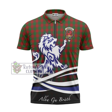 Moncrieff (Moncreiffe) Tartan Zipper Polo Shirt with Alba Gu Brath Regal Lion Emblem - Tartan Vibes Clothing