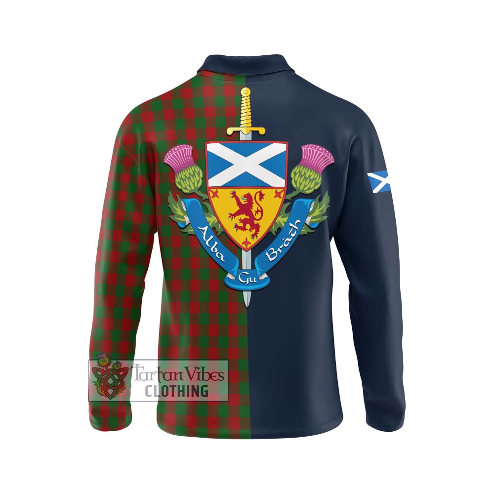 Moncrieff (Moncreiffe) Tartan Long Sleeve Polo Shirt Alba with Scottish Lion Royal Arm Half Style - Tartan Vibes Clothing