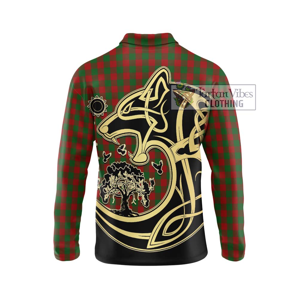Moncrieff (Moncreiffe) Tartan Long Sleeve Polo Shirt with Family Crest Celtic Wolf Style - Tartan Vibes Clothing