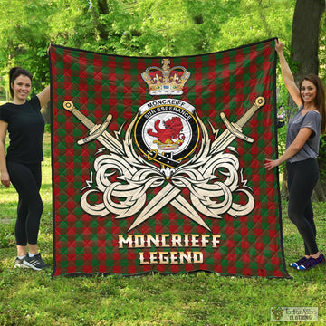 Moncrieff Tartan Quilt with Clan Crest and the Golden Sword of Courageous Legacy