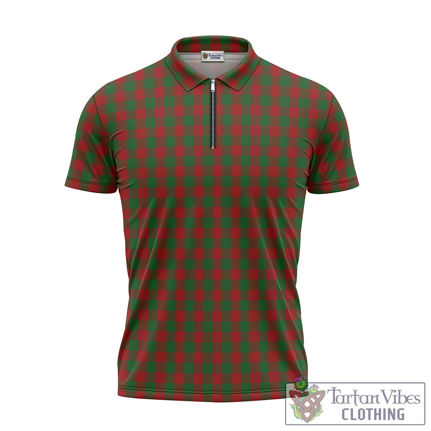 Moncrieff (Moncreiffe) Tartan Zipper Polo Shirt - Tartan Vibes Clothing