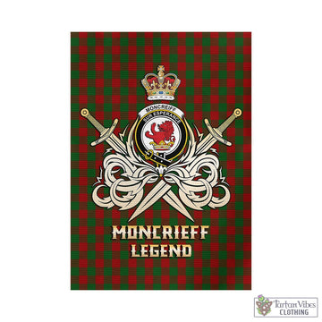 Moncrieff (Moncreiffe) Tartan Garden Flag with Clan Crest and the Golden Sword of Courageous Legacy