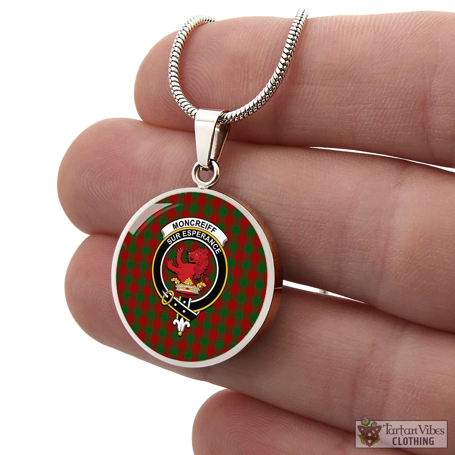 Moncrieff (Moncreiffe) Tartan Circle Necklace with Family Crest - Tartan Vibes Clothing