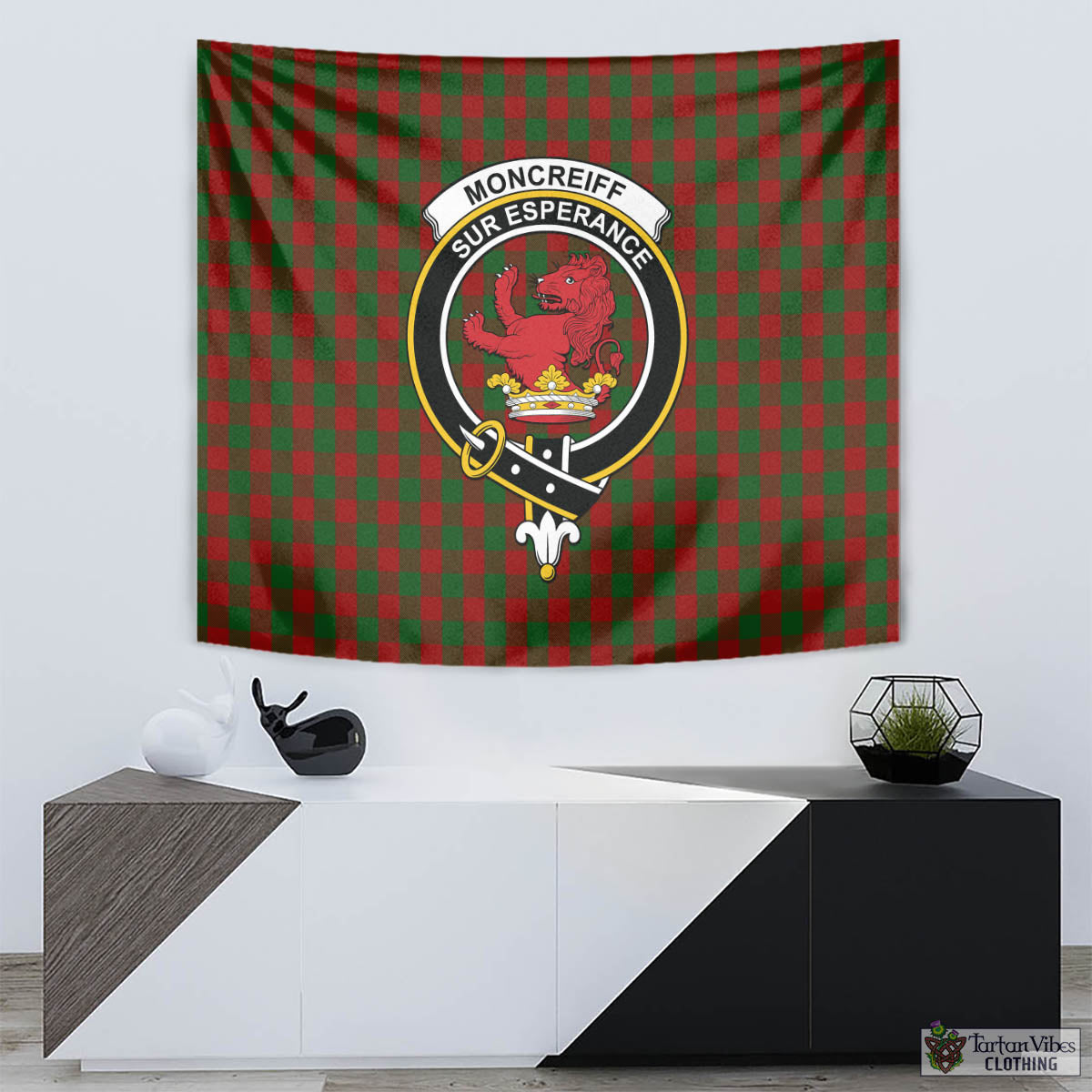 Moncrieff (Moncreiffe) Tartan Tapestry Wall Hanging and Home Decor for Room with Family Crest - Tartan Vibes Clothing