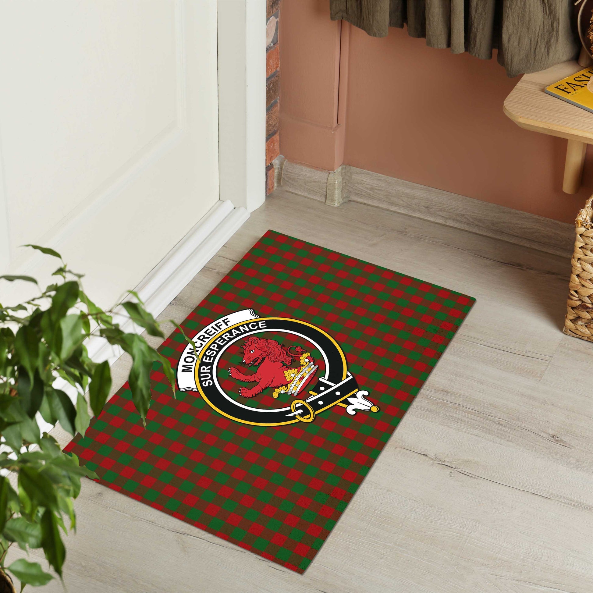 Moncrieff Tartan Door Mat with Family Crest - Tartanvibesclothing