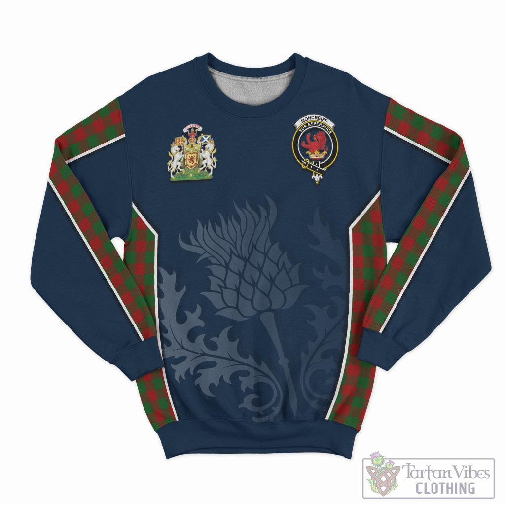 Moncrieff (Moncreiffe) Tartan Sweatshirt with Family Crest and Scottish Thistle Vibes Sport Style - Tartan Vibes Clothing