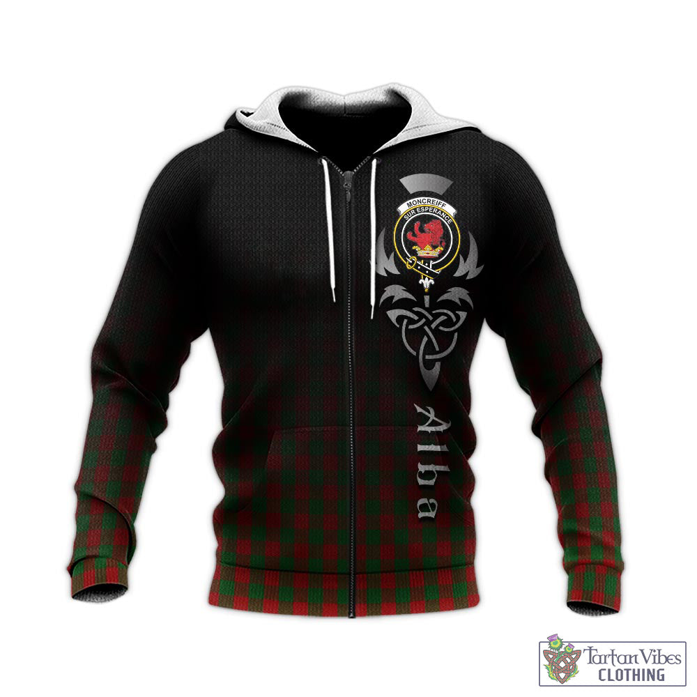 Tartan Vibes Clothing Moncrieff Tartan Knitted Hoodie Featuring Alba Gu Brath Family Crest Celtic Inspired