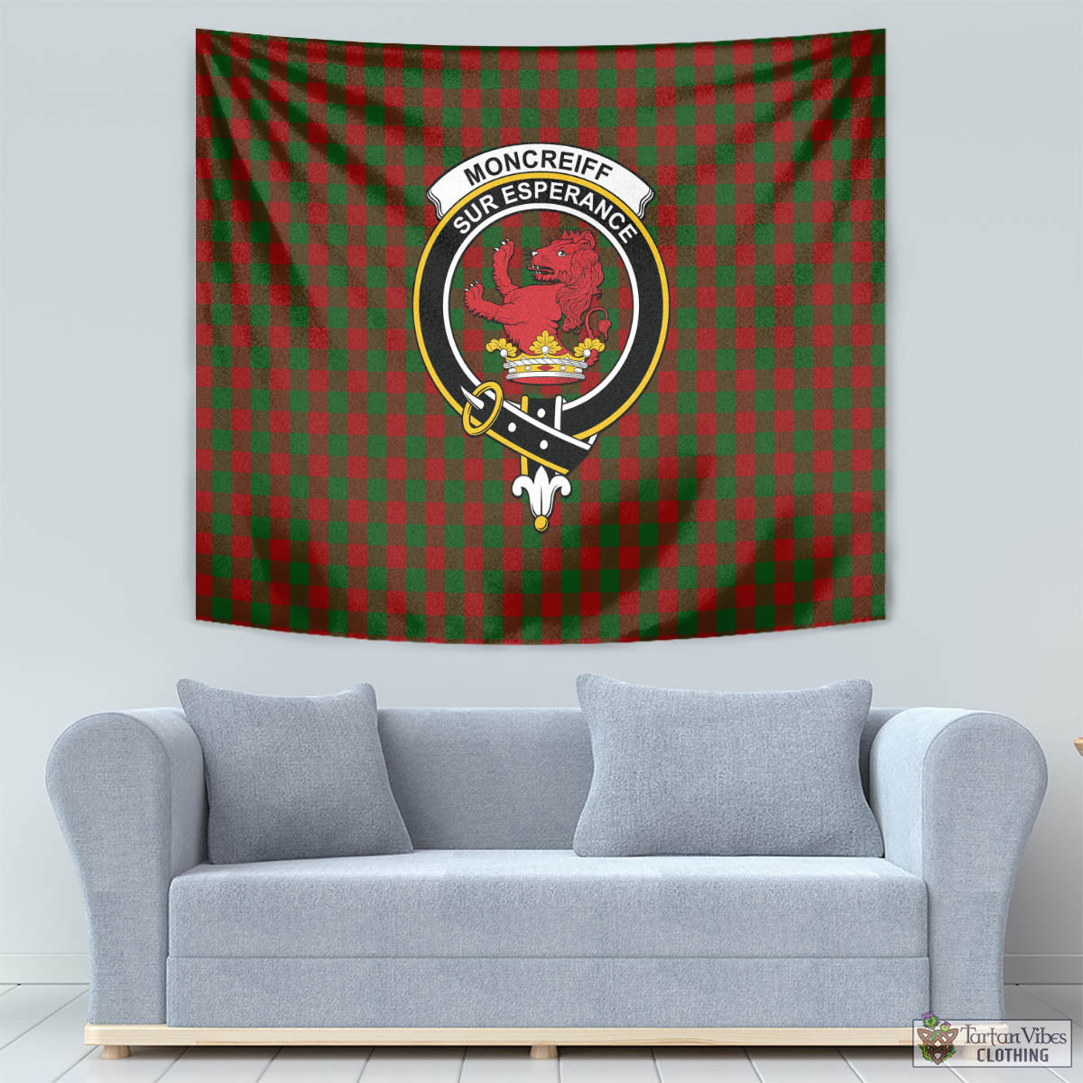Moncrieff (Moncreiffe) Tartan Tapestry Wall Hanging and Home Decor for Room with Family Crest - Tartan Vibes Clothing