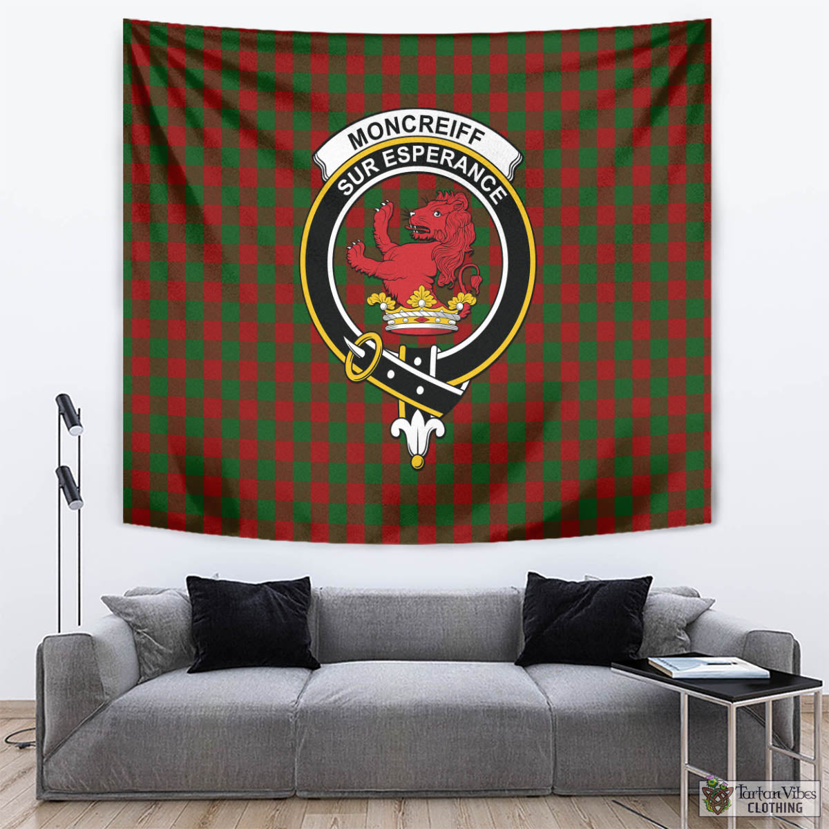Moncrieff (Moncreiffe) Tartan Tapestry Wall Hanging and Home Decor for Room with Family Crest - Tartan Vibes Clothing