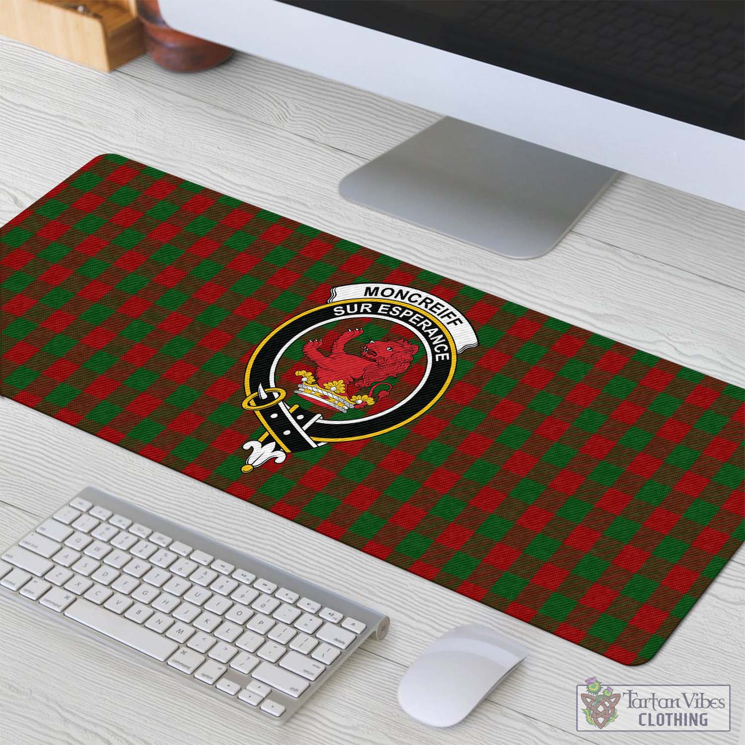 Tartan Vibes Clothing Moncrieff Tartan Mouse Pad with Family Crest