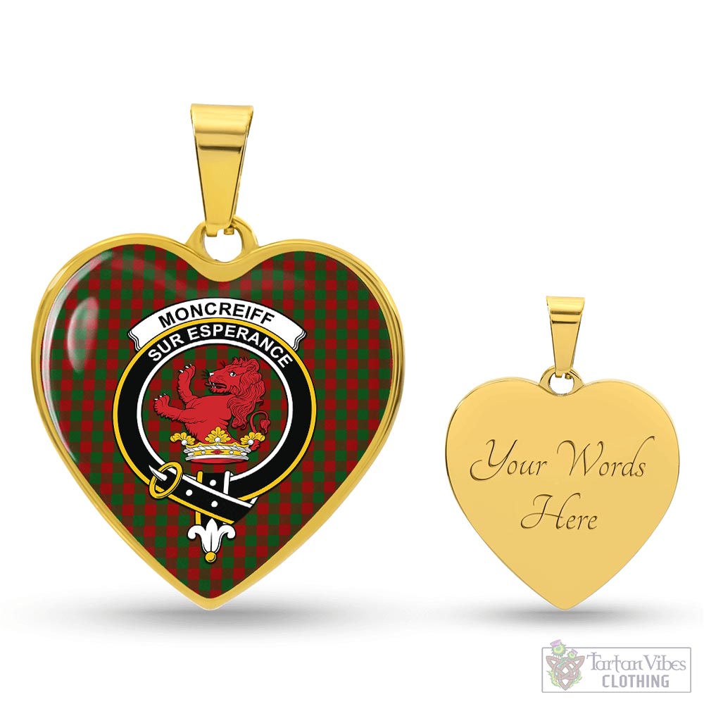Moncrieff (Moncreiffe) Tartan Heart Necklace with Family Crest Luxury Necklace (Gold) Yes - Tartan Vibes Clothing